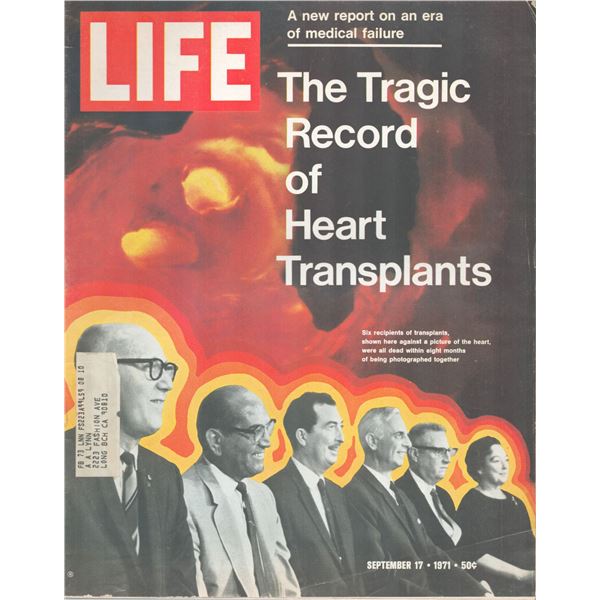 Tragic Record of Heart Transplants Life Magazine Sept 17, 1971