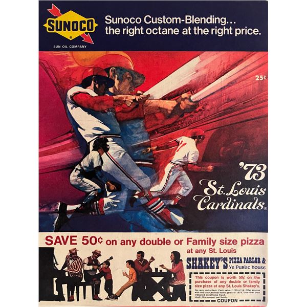 St Louis Cardinals 1973 scorecard. 8x11 inches