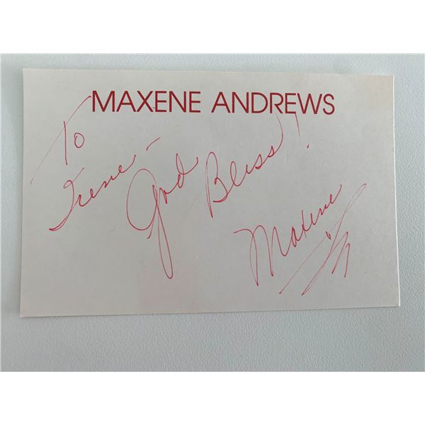 Singer and actress Maxene Andrews original signature