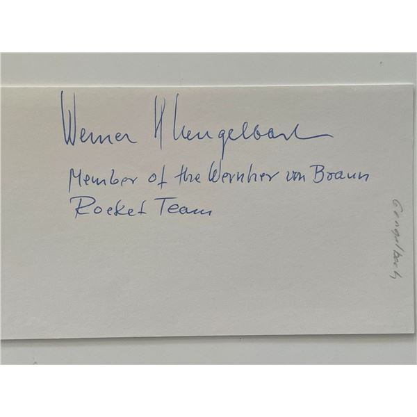 NASA Werner Gengelbach autographed note