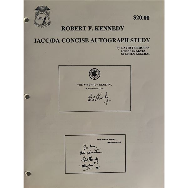 Robert F. Kennedy autograph study book. 9x11 inches