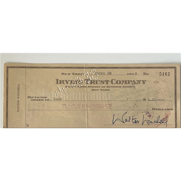 Columnist Walter Winchell signed check
