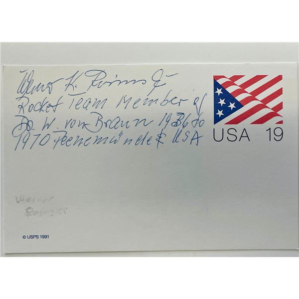 W.K. Pimms autograph note