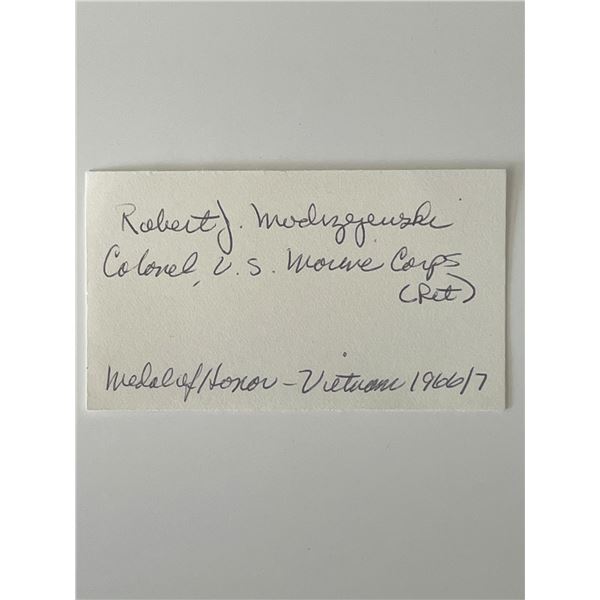 US Marine Robert Robert J. Modrzejewski autograph note