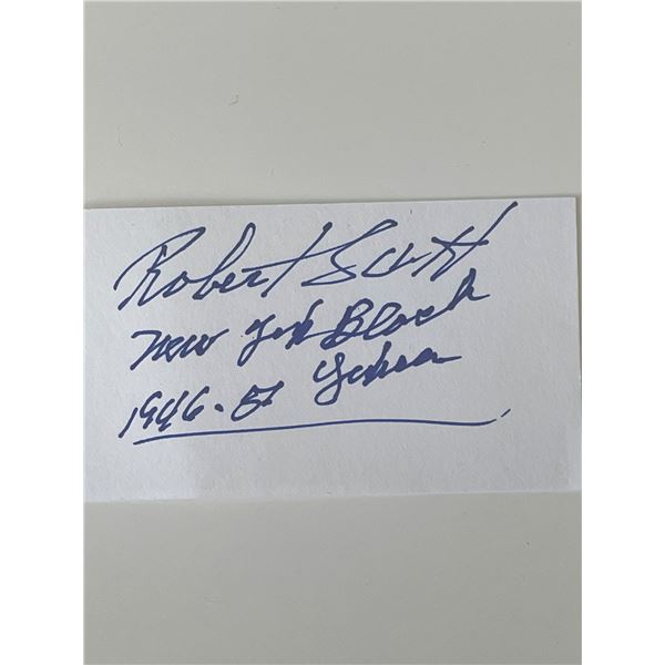 Baseball player Robert Scott autograph note