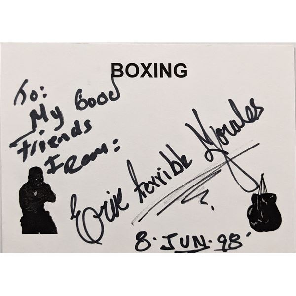 Boxer Érik El Terrible Morales signed note