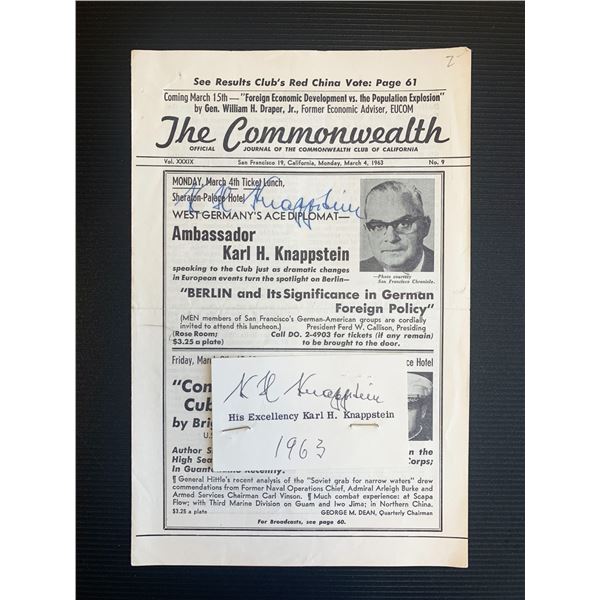 Ambassador Karl H. Knappstein Signed The Commonwealth Journal
