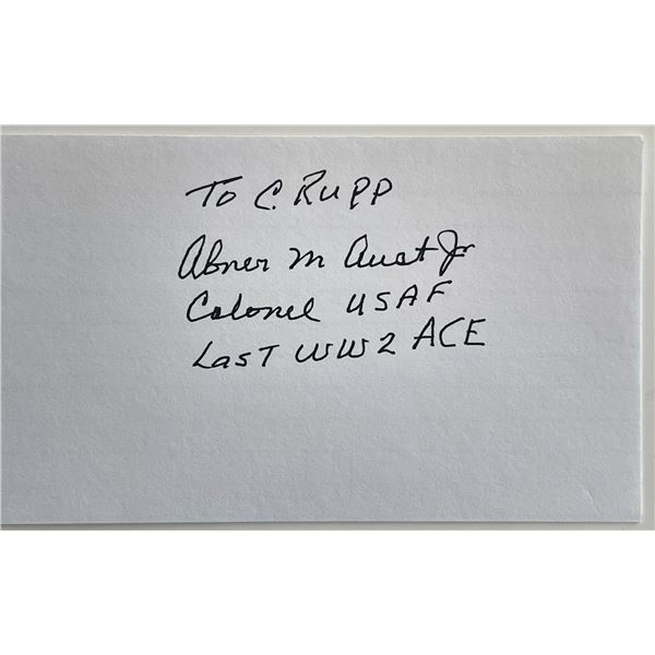 WW2 flying ace Abner M. Aust Jr. signed note
