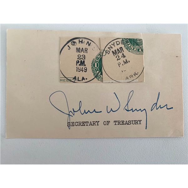Secretary of the Treasury John W. Snyder original signature