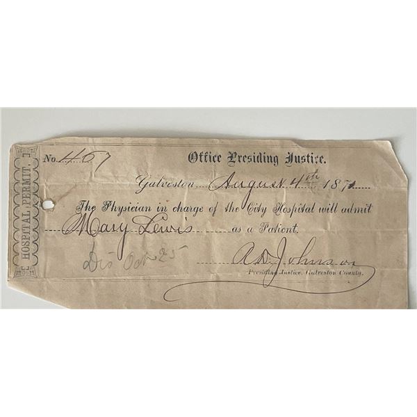 A.D. Johnson signed hospital permit