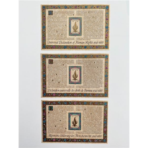 1988 United Nations set of 3 stamps