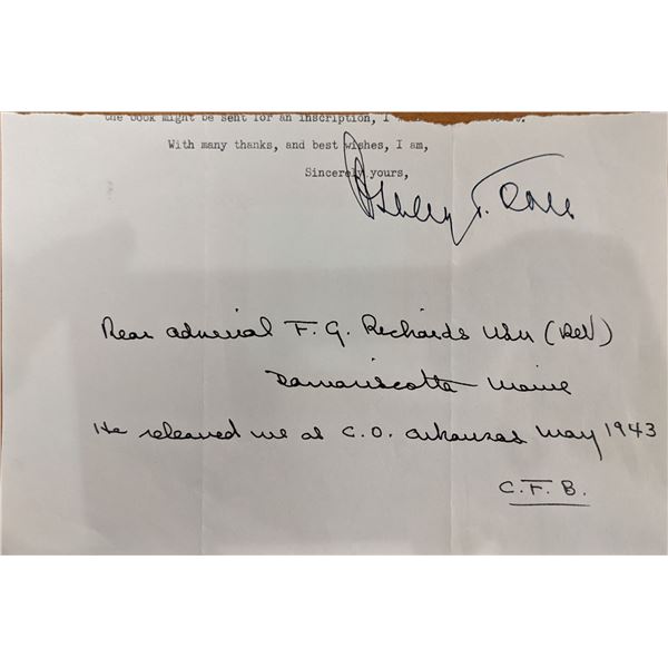 WW2 Admiral F.G. Richards Original Signature