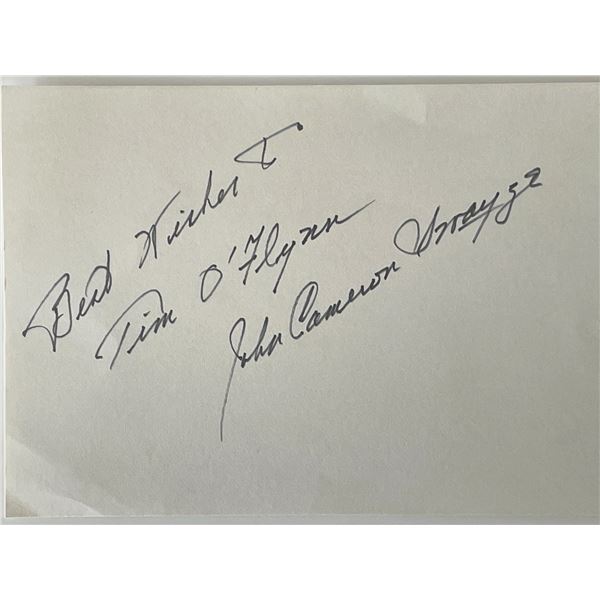 Commentator John C. Swayze autograph note