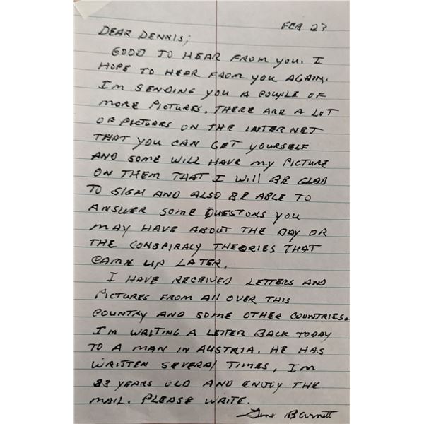 G. Barnett Signed Letter