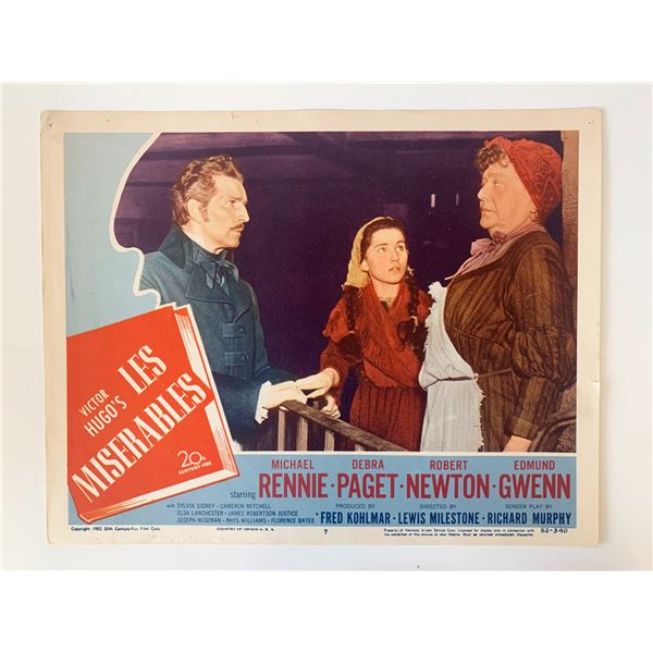 Les Misérables original 1952 vintage lobby card