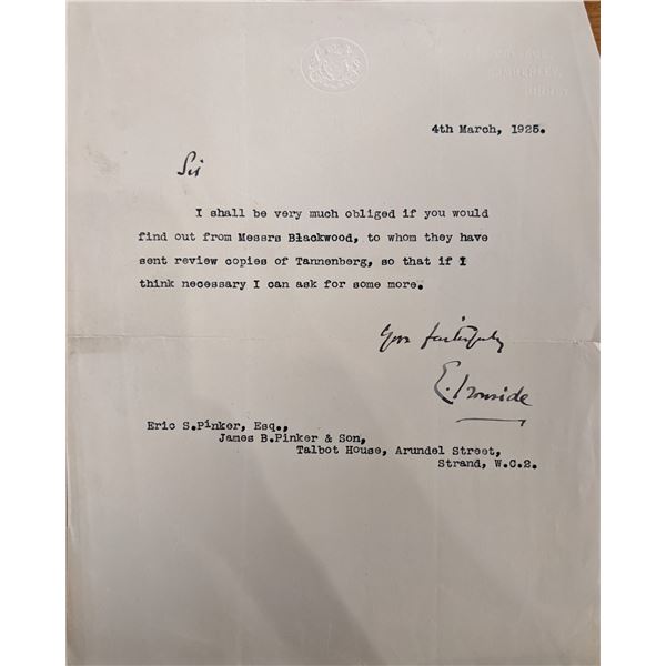 WW1 British Field Marshal Ironside Signed Note