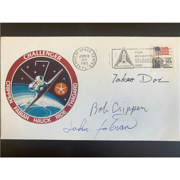 Astronauts Takao Doi and John Fabian and Bob Crippen signed first day cover
