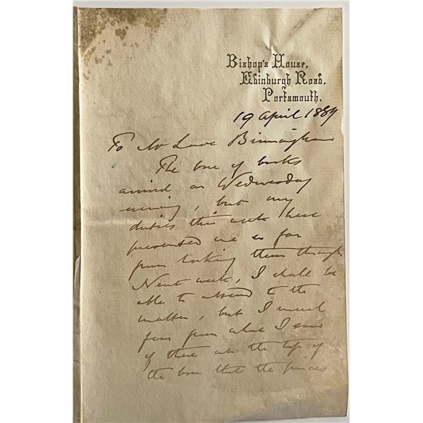 Bishop's House 1889 signed letter