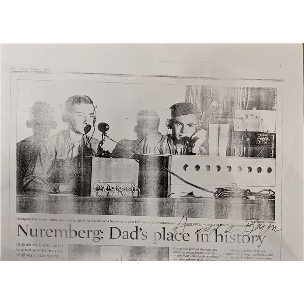 Reporter Hal Bergen Signed Page