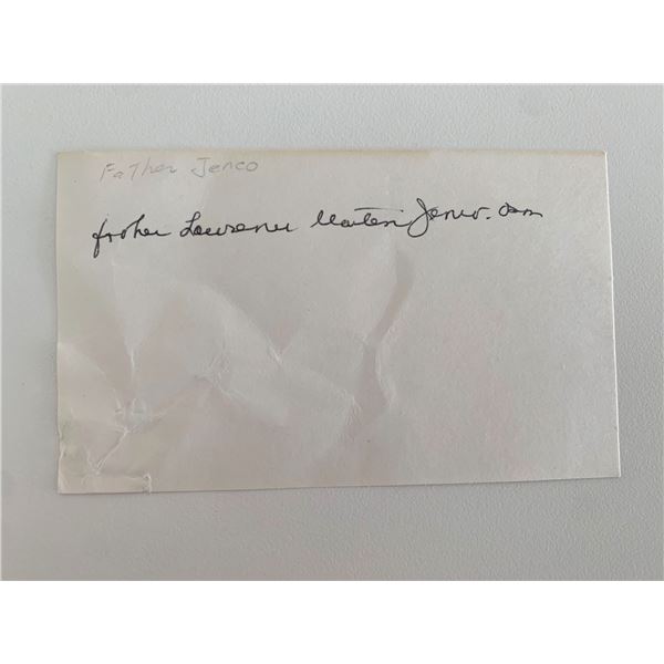 Catholic priest Father Lawrence Martin Jenco original signature