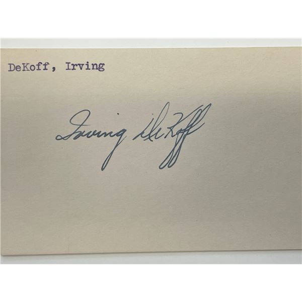 Fencing star Irving Dekoff autograph note