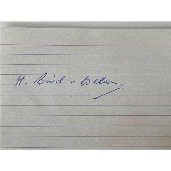 WW2 flying ace H. Bird-Wilson autograph note