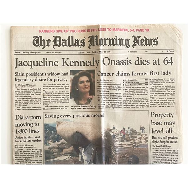 The Dallas Morning News Death of Jacqueline Onassis Kennedy Original Vintage Newspaper