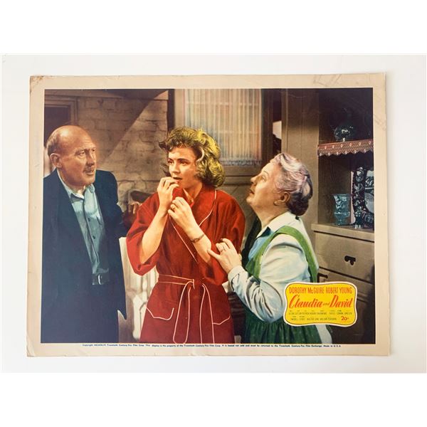 Claudia and David original 1946 vintage lobby card