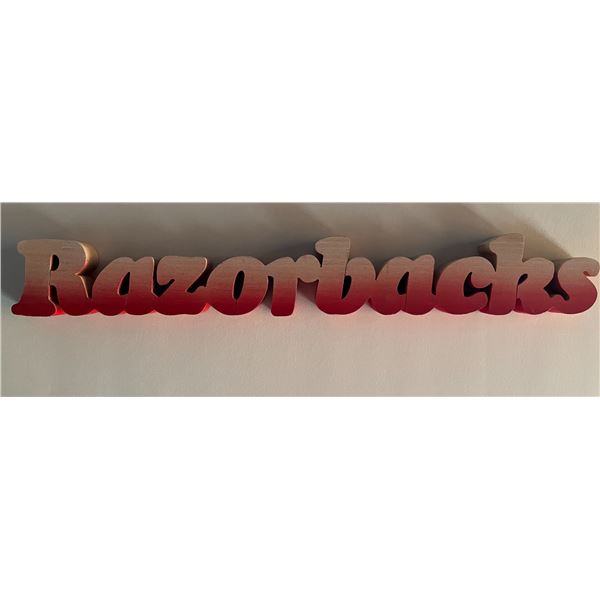 Arkansas Razorbacks wood block sign. 2x14 inches