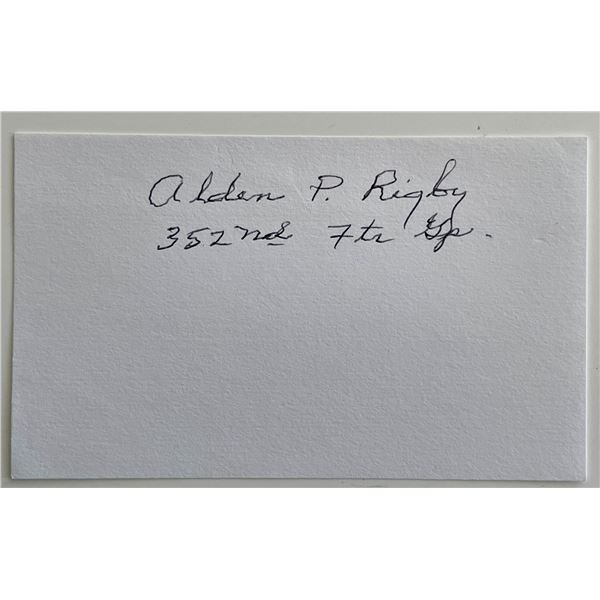 WW2 pilot Alden P. Rigby signature cut