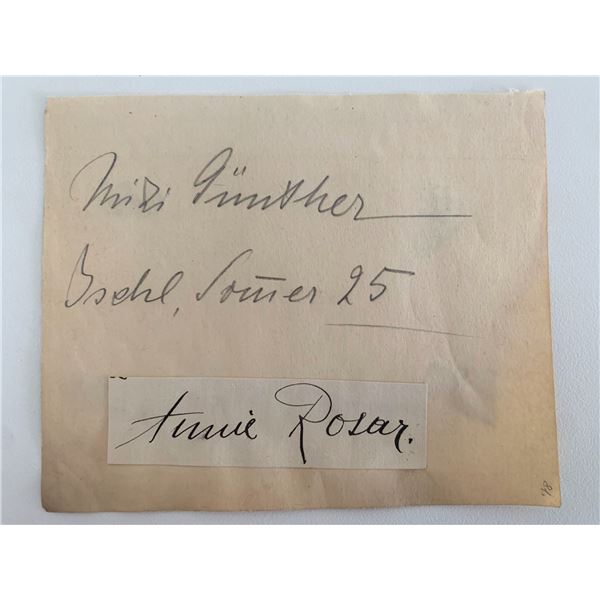 Annie Rosar original signature