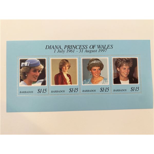 Barbados Diana Princess of Wales commemorative stamp set
