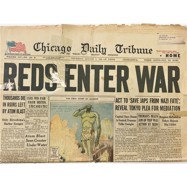 WWII 1945 Chicago Daily Tribune Original Vintage Newspaper