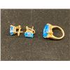 Image 3 : 14K LADIES RING SET WITH BLUE TOPAZ AND DIAMONDS AND PAIR OF 14K EARRINGS SET WITH BLUE TOPAZ