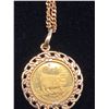 Image 2 : 18K CHAIN (16") WITH 18K QE PENDANT AND 18K (18") WITH 18K PENDANT SET WITH 1998 ISLE OF MAN GOLD