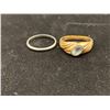 Image 1 : 10K LADIES RING SET WITH BLUE STONE AND 18K LADIES WEDDING RING (4.8G)