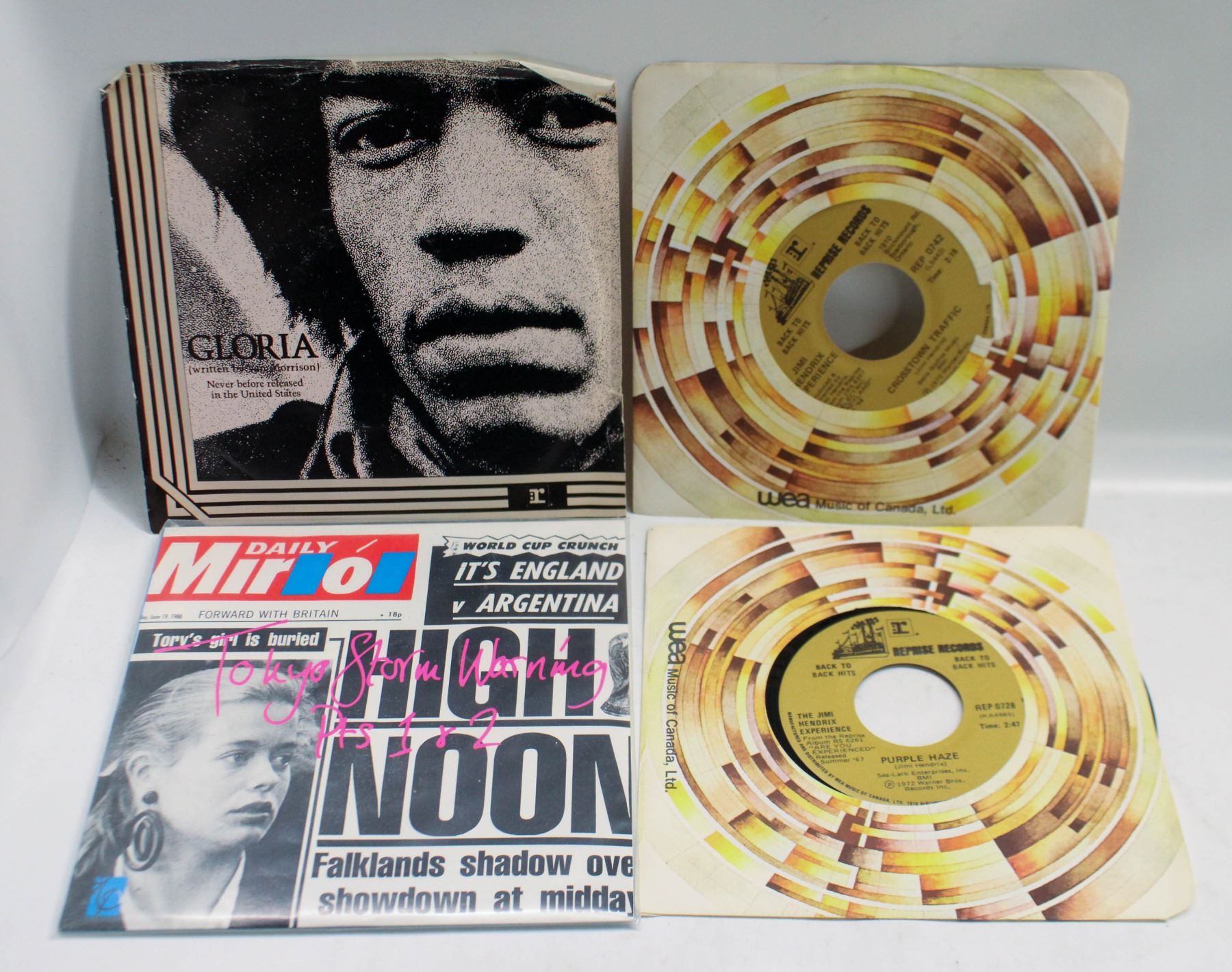 LOT OF 4 COLLECTOR 45 RPM RECORDS HENDRIX ETC