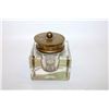 Image 1 : ANTIQUE GLASS INKWELL W BRASS LID
