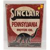 Image 1 : 12.5" X 16" SINCLAIR PENNSYLVANIA MOTOR OIL SIGN