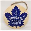 Image 1 : 8" ROUND WOOD TORONTO MAPLE LEAFS SIGN