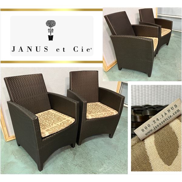 Qty 4 JANUS et Cie Woven Patio Lounge Chairs, Approx. 22.5"W, 34.5"H, 18.5" Seat Depth