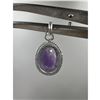Image 3 : 6.14 CT NATURAL AMETHYST SILVER PENDANT OVAL CUT CERTIFICATION