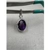 Image 4 : 6.14 CT NATURAL AMETHYST SILVER PENDANT OVAL CUT CERTIFICATION