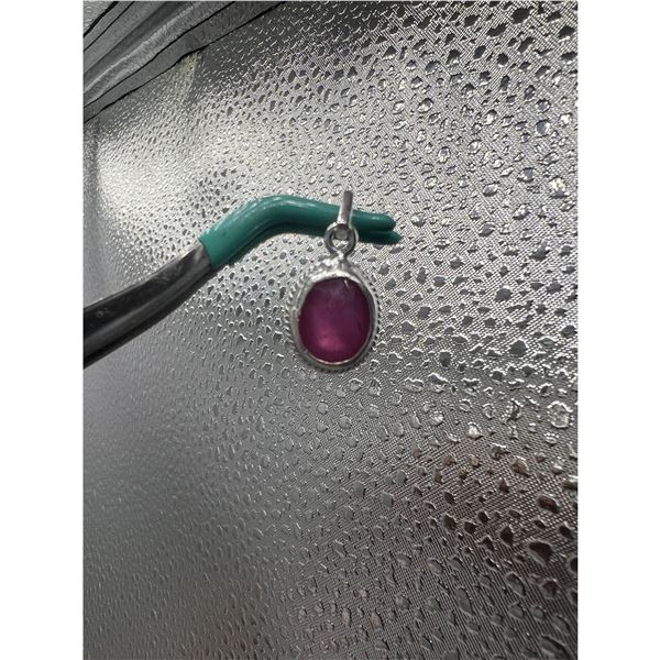 6.30  CT NATURAL RUBY SILVER PENDANT OVAL CUT CERTIFICATION