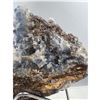 Image 6 : 9 X 11 INCH FLUORITE WITH FLOWER CALCITE QUARTZ ON STAND
