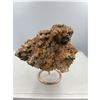Image 1 : 6 X 4.5  INCH DOG TOOTH RED CALCITE SPECIMEN WITH PYRITE ON STAND