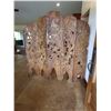 Image 2 : Carved Wooden 5-Panel Hinged Screen Divider w/ Sea Animal Motif 66" x 72"H