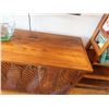 Image 2 : Carved Wooden 4-Door Console Table w/ Interior Shelves & Leaf Motif 63" x 18" x 38"H (contents not i
