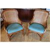 Image 1 : Qty 2 Wooden Chairs w/ Woven Backs & Upholstered Seats 24" x 19" x 38"H