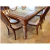 Image 8 : Wooden Table w/ Glass Inserts & Removable Leaf 43" x 87" x 30" & 6 Dining Chairs w/ Upholstered Seat
